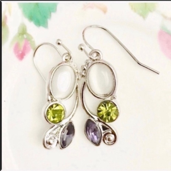 Silver peridot amethyst Gemstone earrings - Picture 5 of 5